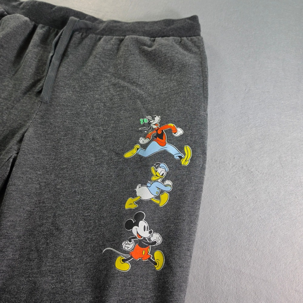 Disney Mickey Mouse Donald Goofy Gray Jogger Sweatpants Mens Large Pockets - Picture 3 of 8